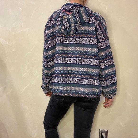 Vintage 90s Paris Sport Club Hoodie in Blue and Pink Print in Size OS - Picture 3 of 9